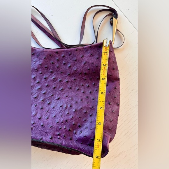 Francesco Biasia Purple Leather Ostrich Embossed Purse Italy - Picture 10 of 11